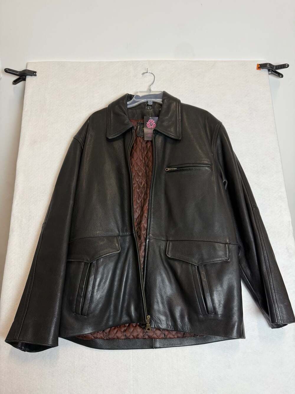Michael Lawrence Men's Black Real Leather Quilted Lining Jacket Size Large